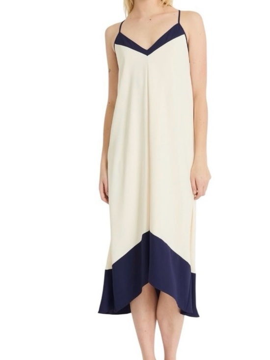 Luxely Dresses & Skirts - Luxely Navy Cream Slip Midi Dress Coastal Resort NWT Size 6 Vacation Dinner